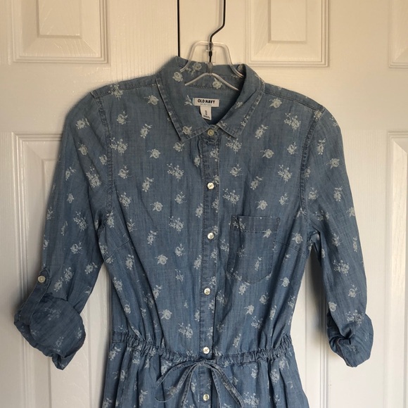 Old Navy Denim Button sleeve Tie Waist Shirt Dress - Picture 3 of 7